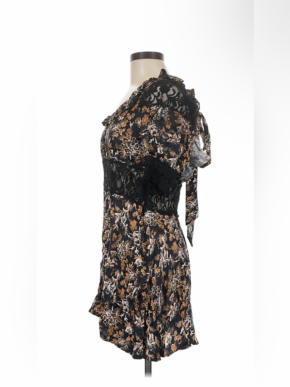 Free People Black Floral Lace-Inset Tunic - Picture 3 of 5